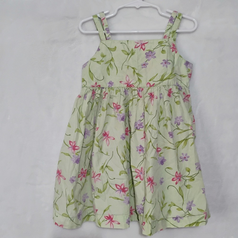Blueberi Boulevard Girls Floral Dress Green Pink Purple Size 4 Sleeveless